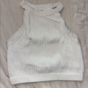 Aerie White Ribbed High-Neck Crop Top